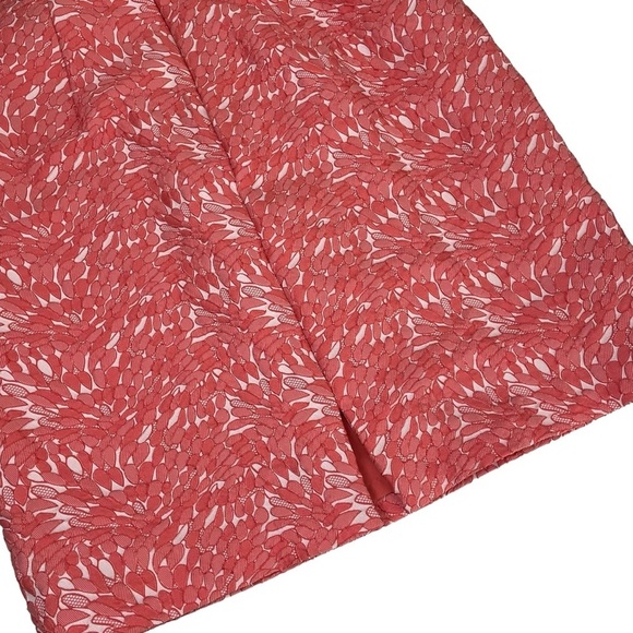 Ann Taylor Coral Textured Lace Embroidered Dress Sz 14 - Picture 11 of 14